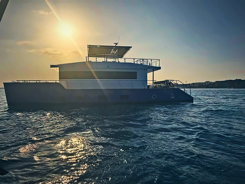 Dive platforms at the stern of the Qader Explorer catamaran