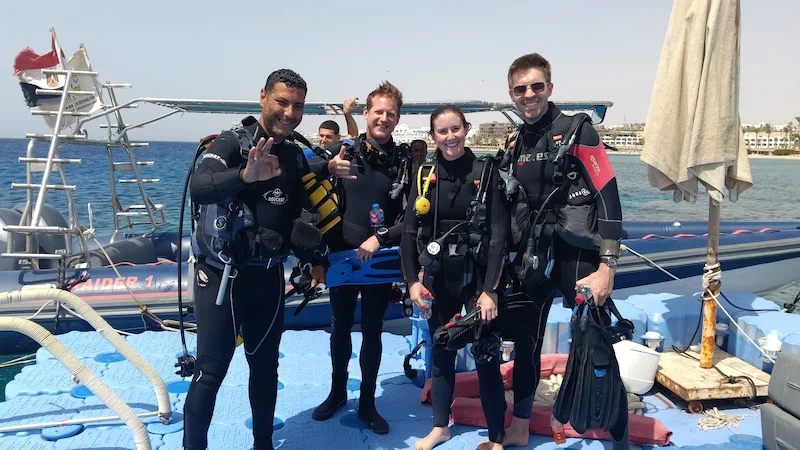 PADI Open Water student diver with instructor in Red Sea